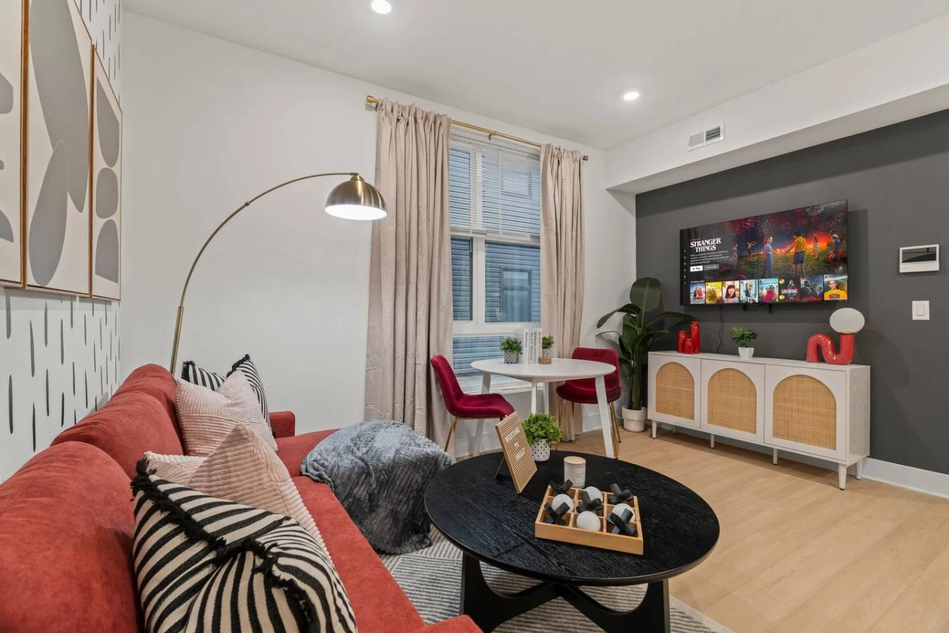 55" Smart TV with beautiful plant and decoration in the living room