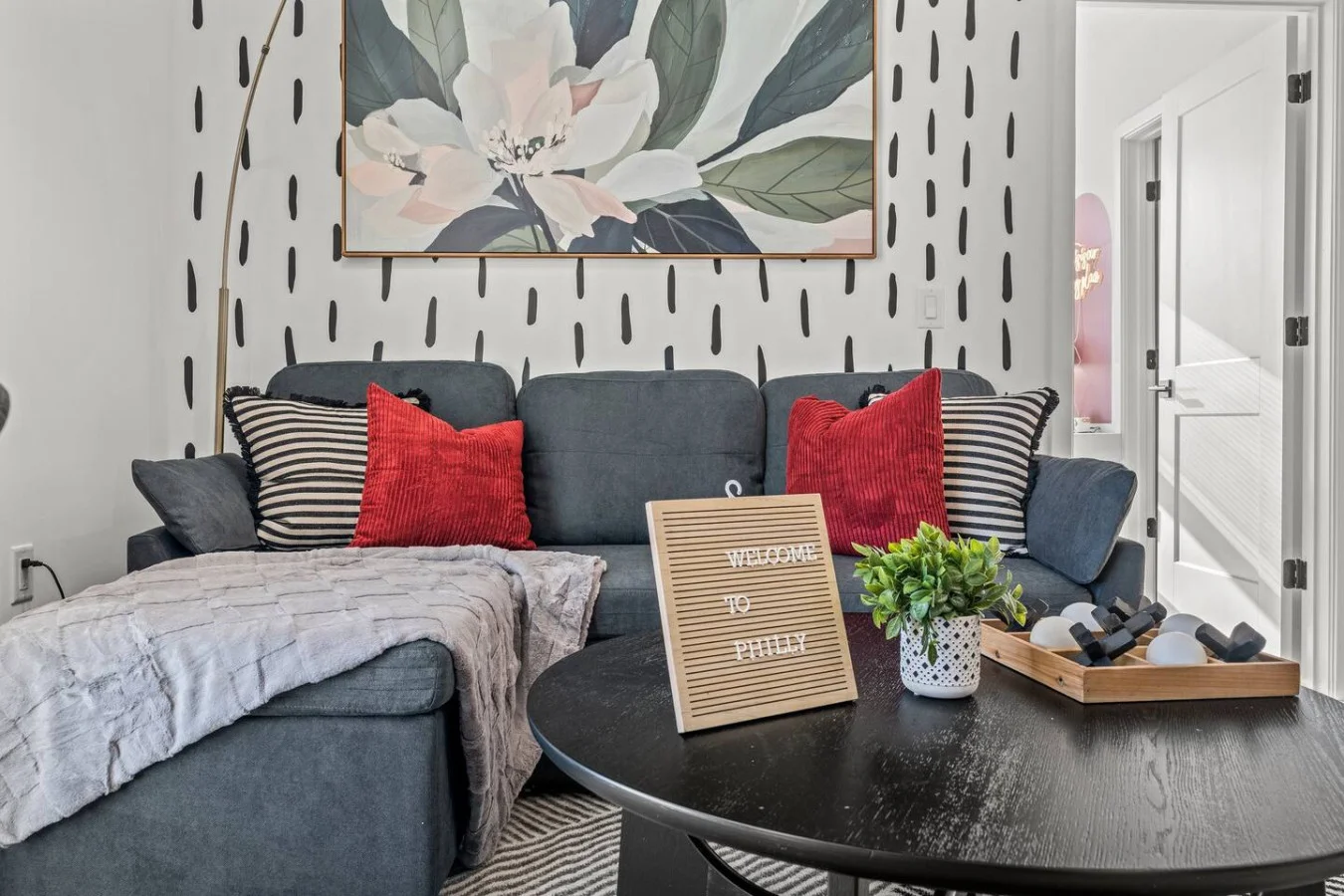 Spacious bedroom with stylish decor, perfect for unwinding after a day of exploring the local area.