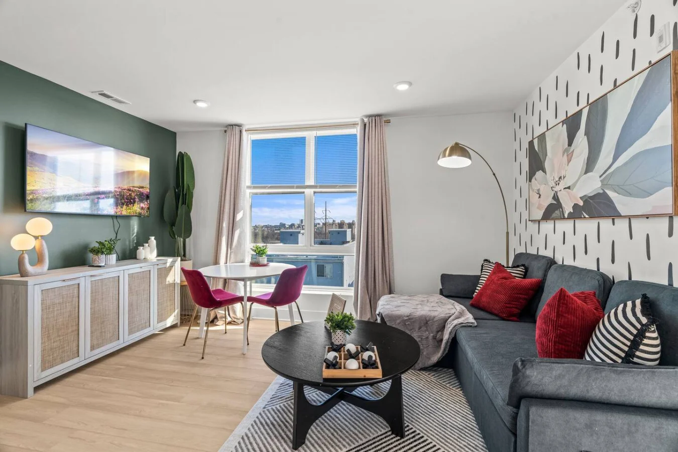 Once you enter the living room you'll find a space that feels both luxurious and cozy, perfect for unwinding after a long day.