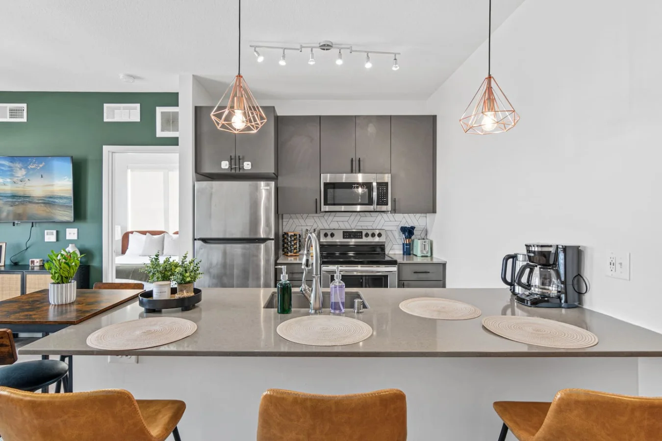 The dining area encourages you to gather with friends, enjoy a drink, and create lasting memories.