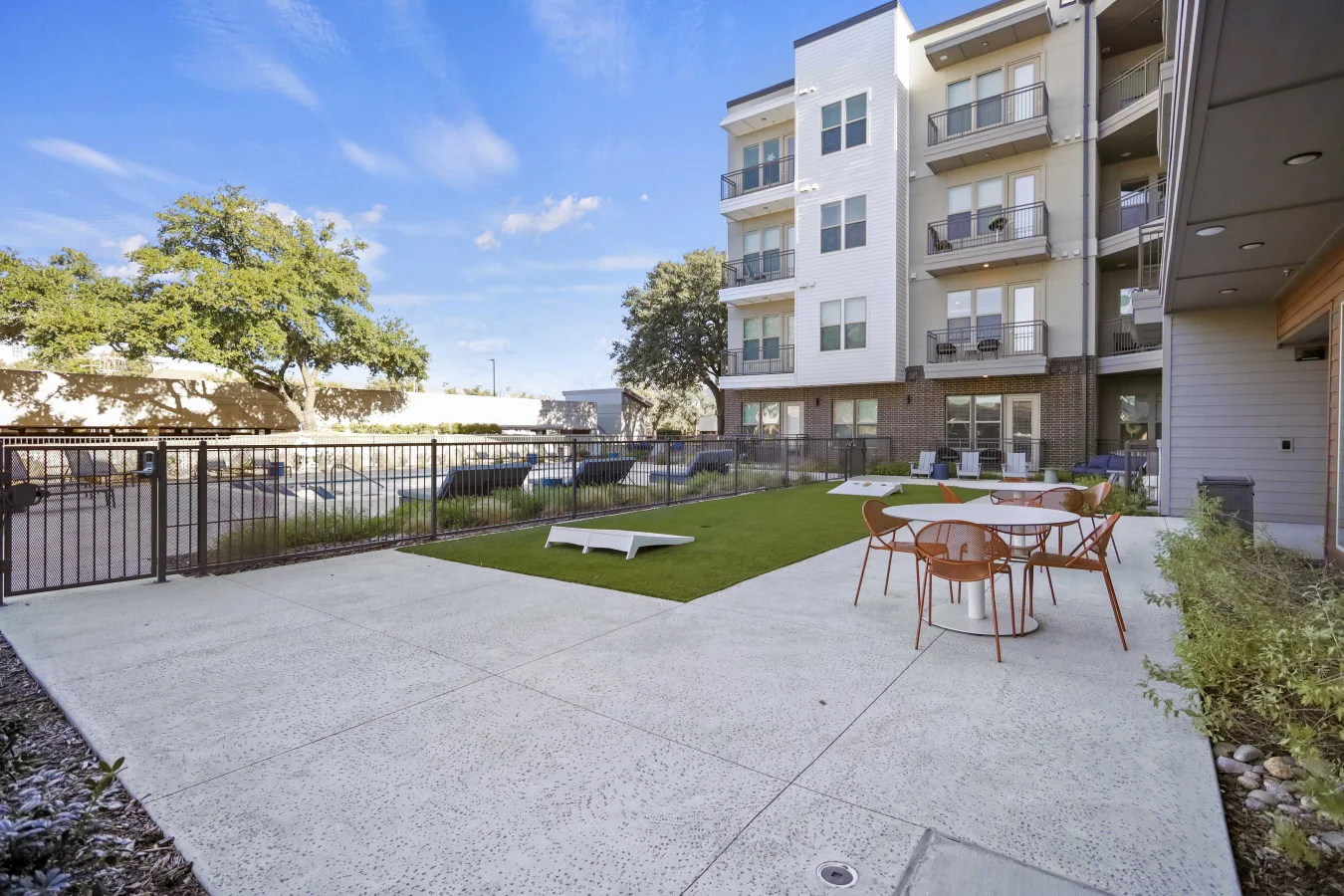 The outdoor areas’ plush seating beckons you to sink in and relax, surrounded by light and airy decor.