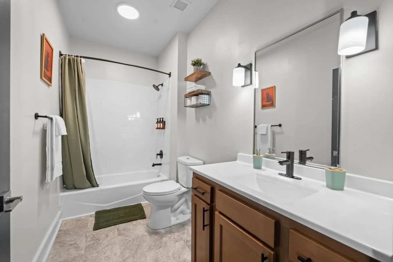 Full bathroom with tub and shower