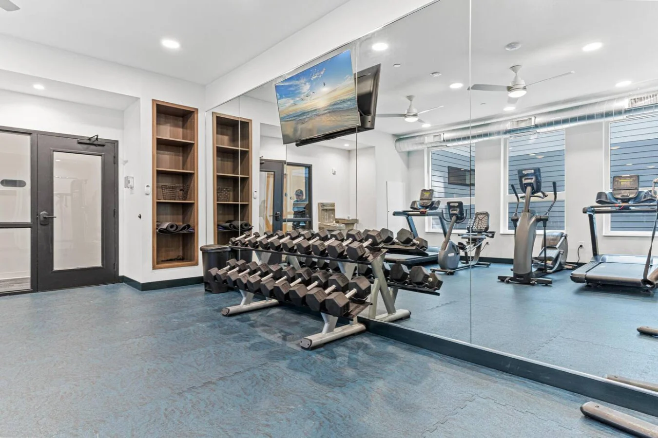 Stay fit without leaving the building—your personal fitness corner awaits.