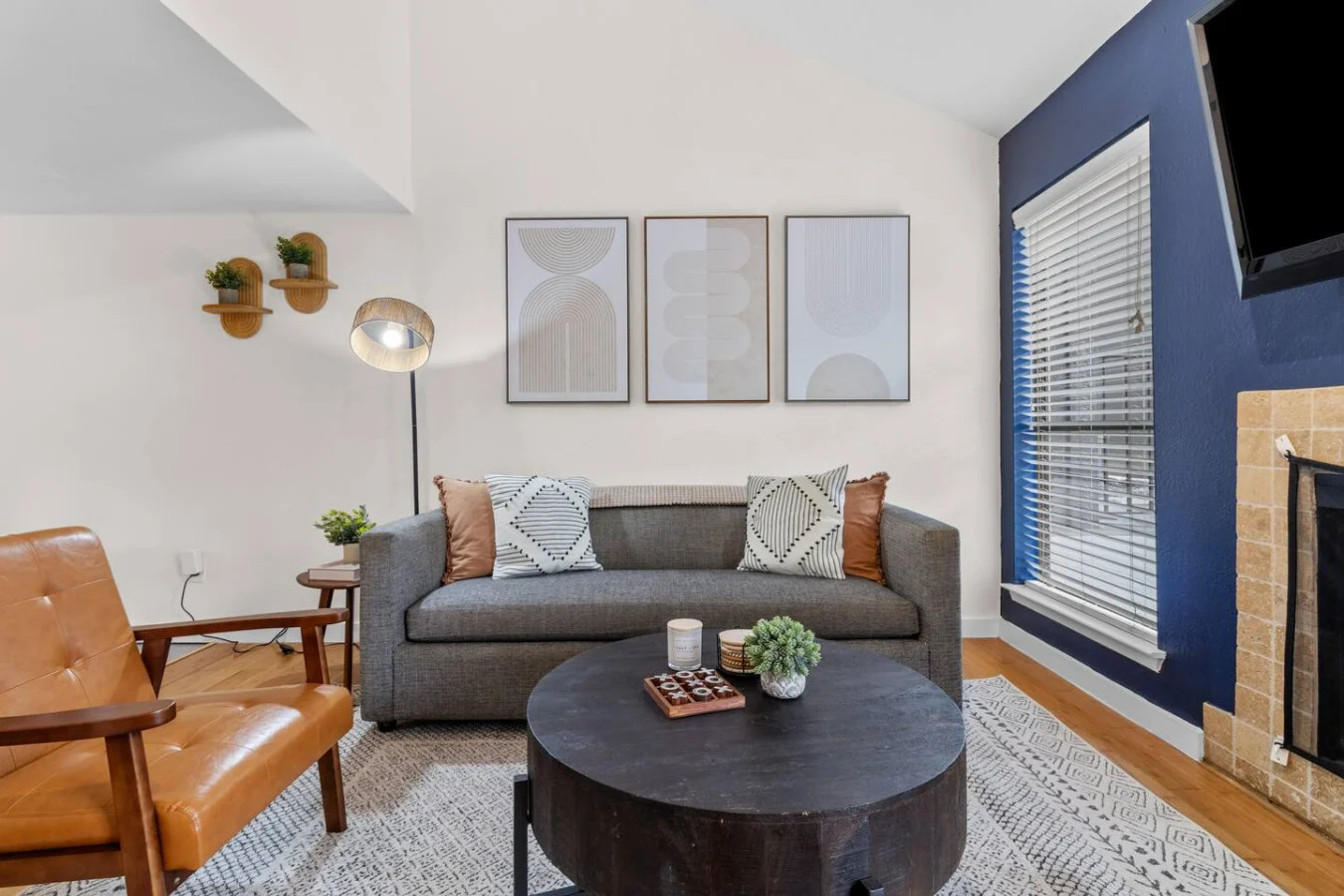 Modern living area designed for comfort and conversation