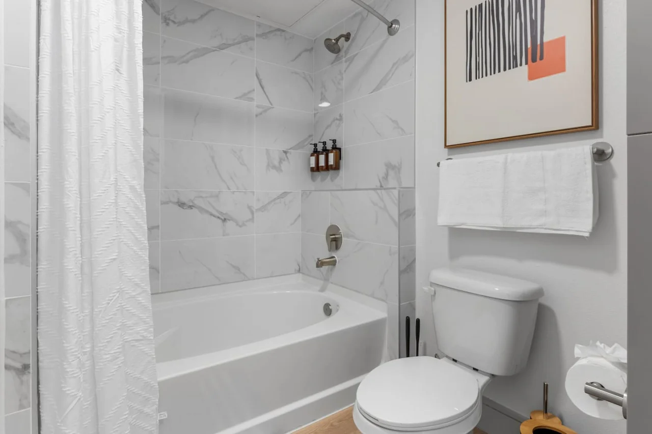 The bathroom is a private sanctuary, with a layout and features that make it the perfect place to rejuvenate.