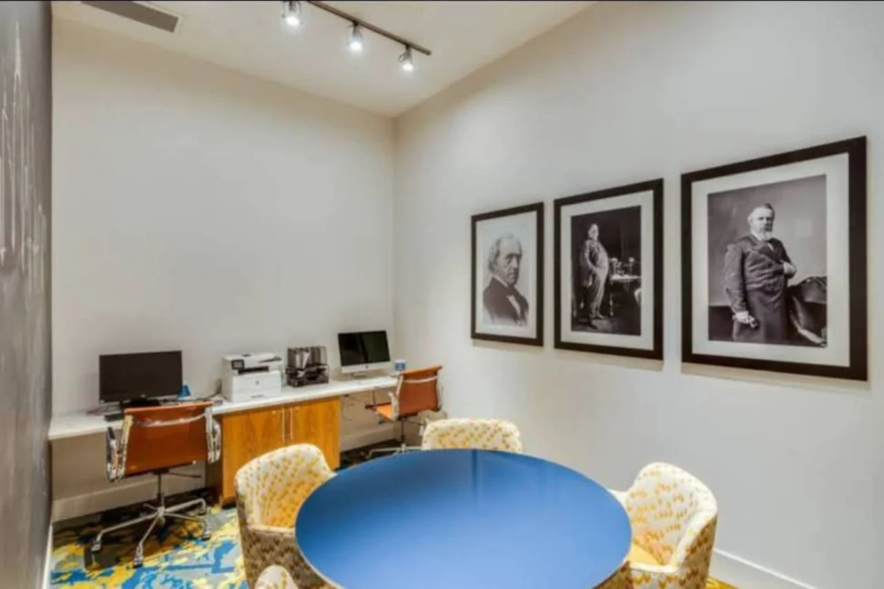 This cozy workspace area is perfect for productivity. Enjoy natural light, a comfortable chair, and a stylish desk setup. Ideal for work-from-home needs or planning your Dallas adventures.