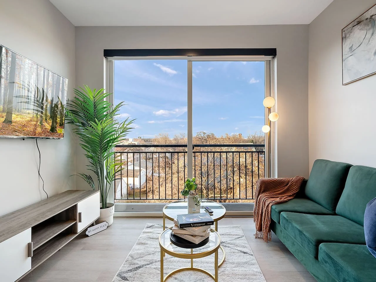 Relax in the living room and watch your favorite shows, lounging is a great way to unwind after a long day.