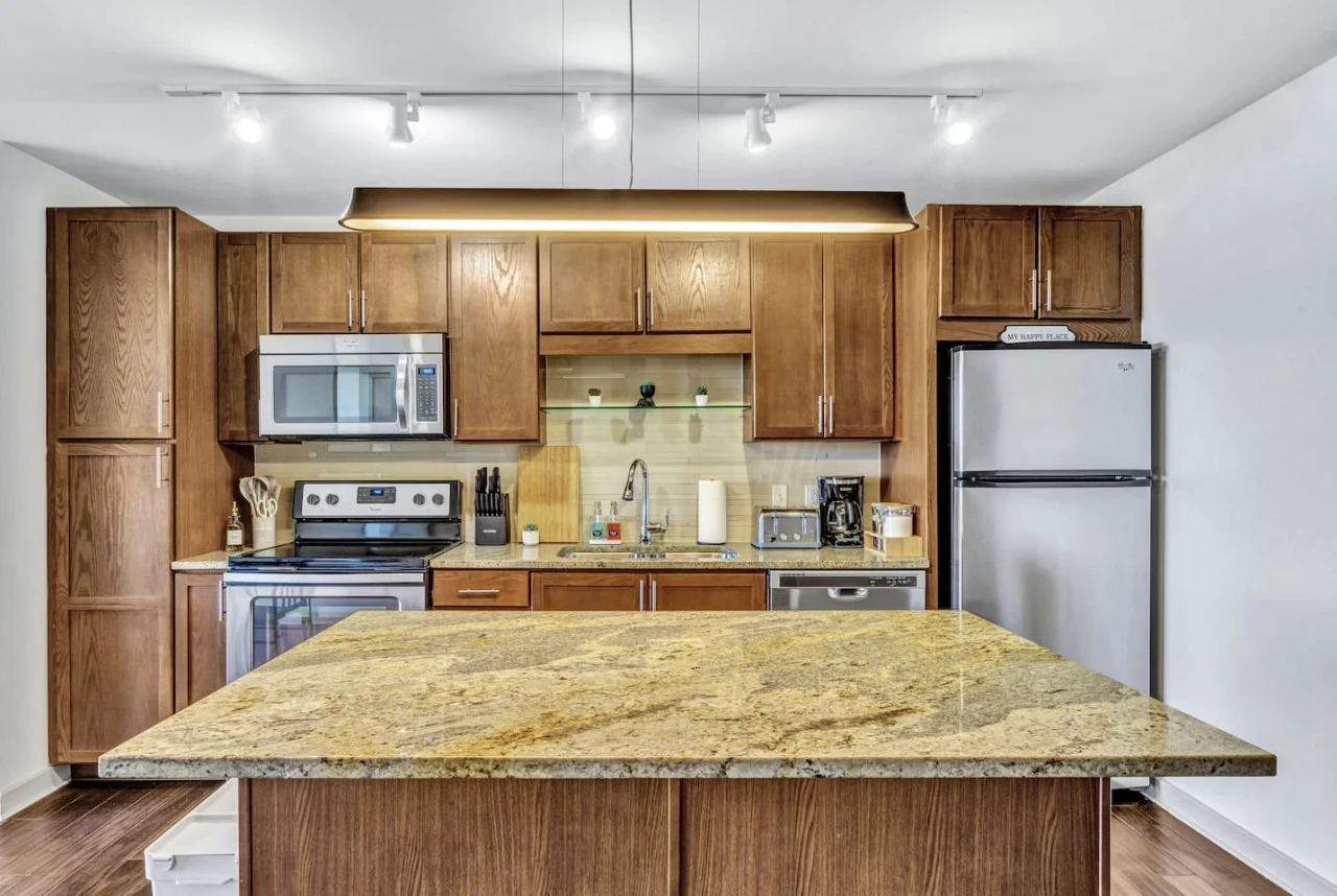 As you step into the kitchen, the clean lines and functional design make you eager to start cooking your favorite dishes.