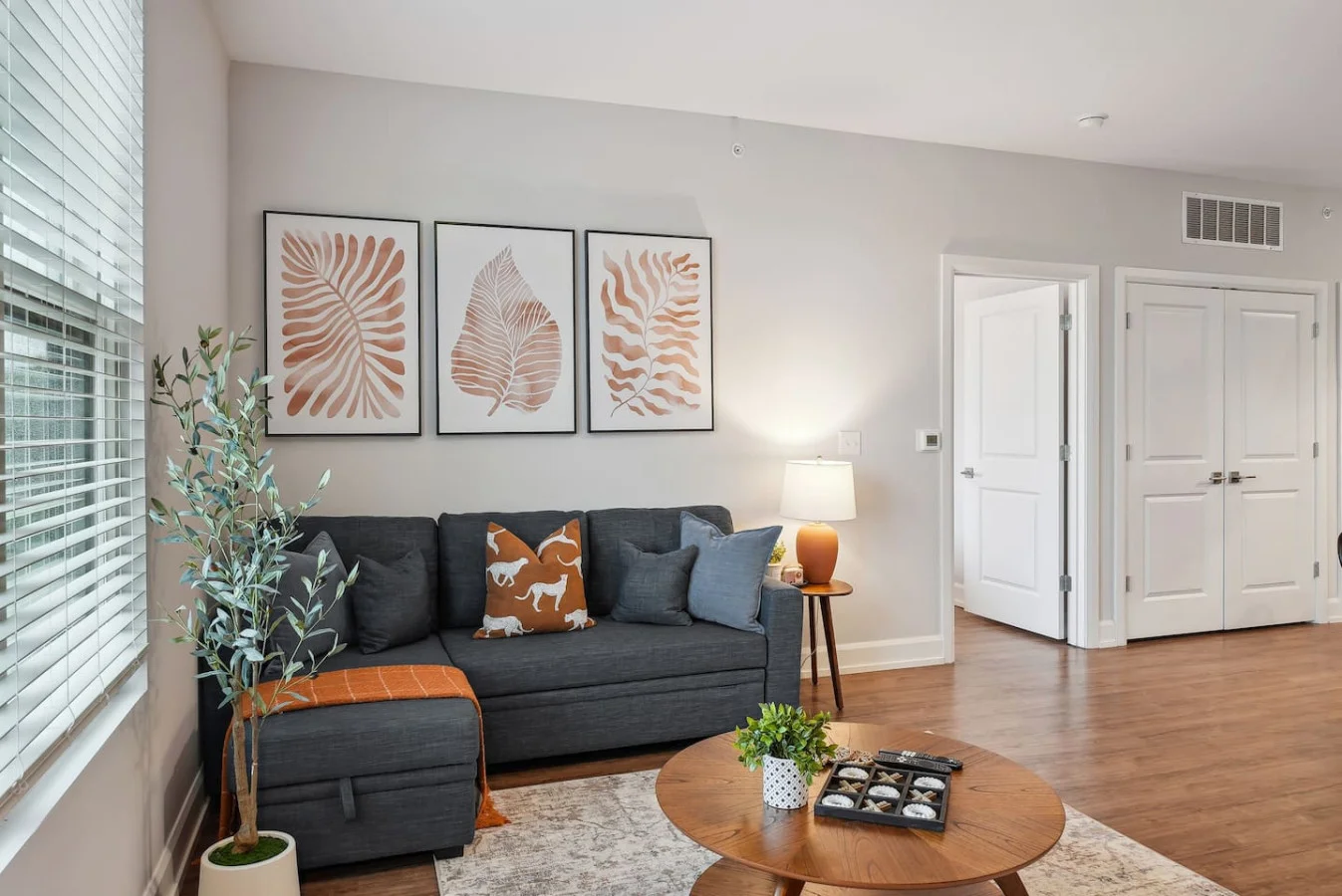 As you take a seat in the living room, the comfortable furniture and tasteful design make it easy to unwind.
