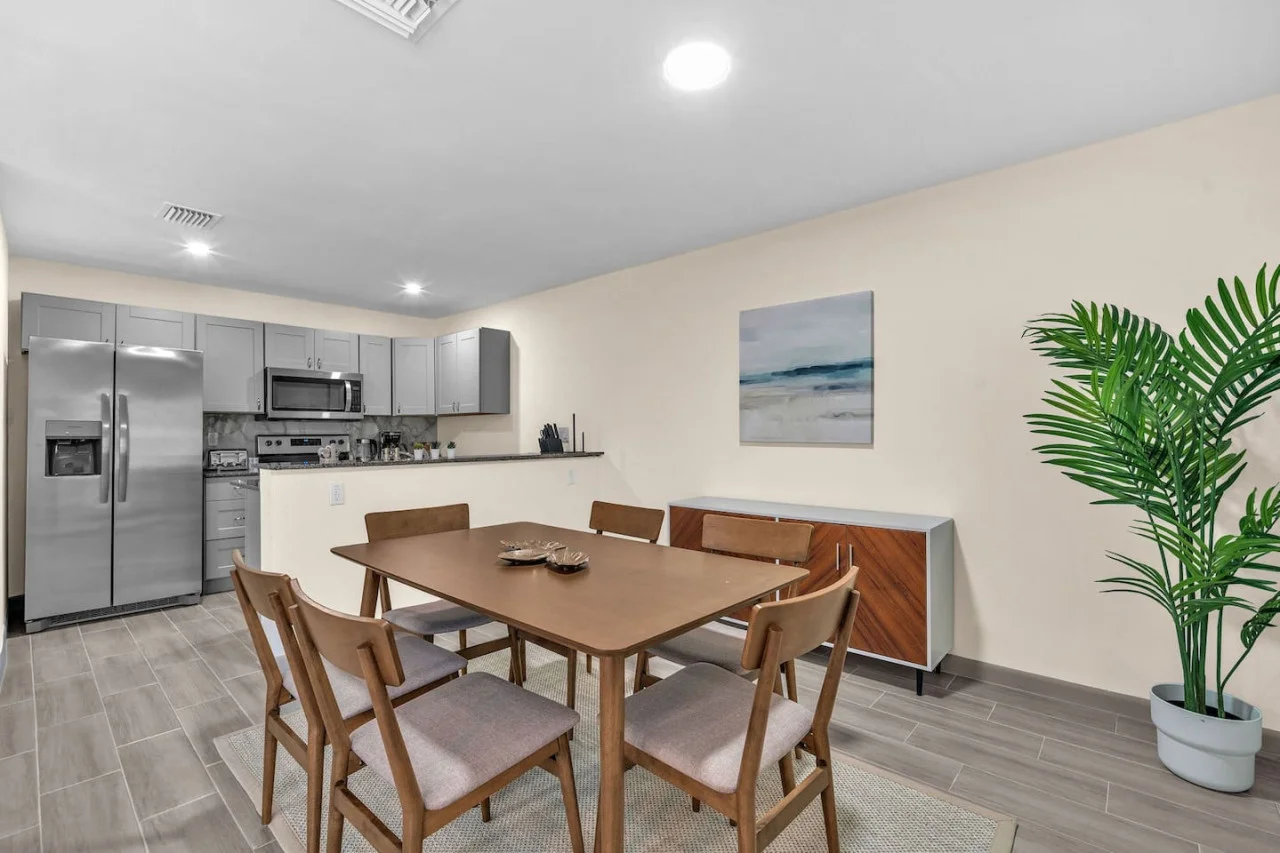 The dining area invites you to savor every moment, whether enjoying a quiet meal or hosting a festive gathering.