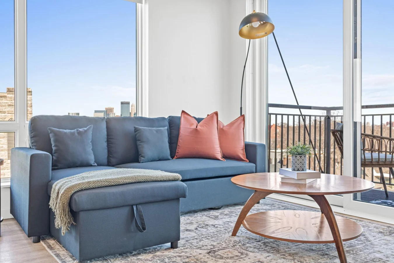 As you take a seat in the living room, the comfortable furniture and tasteful design make it easy to unwind.