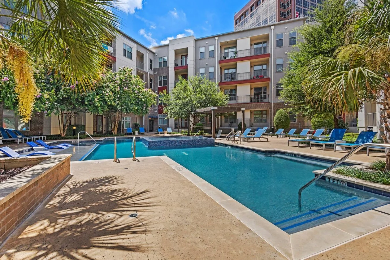 "Soak up the sun surrounded by tropical palms and resort-style views."