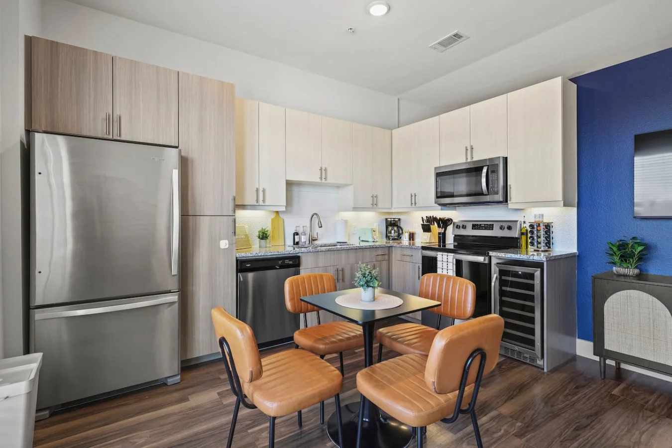 The dining area invites you to savor every moment, whether enjoying a quiet meal or hosting a festive gathering.