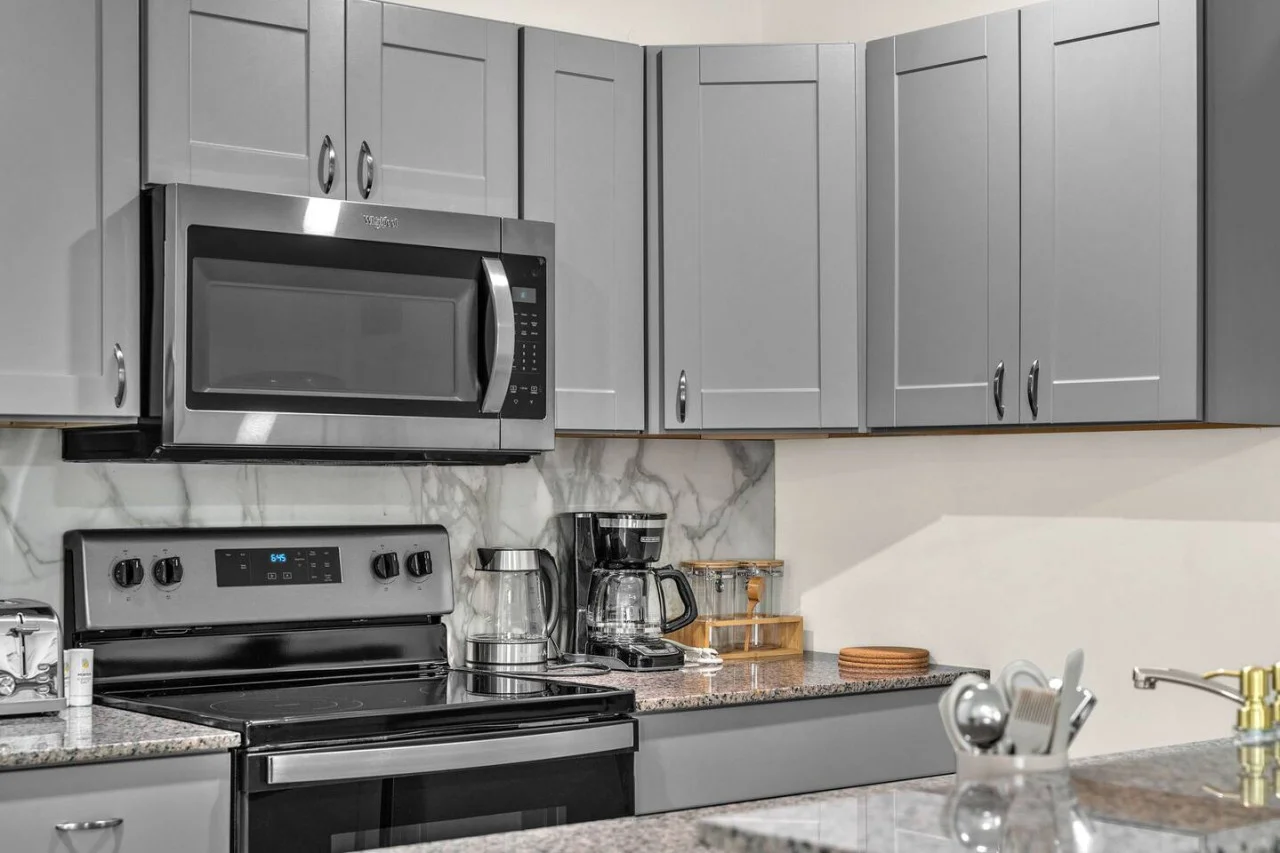 As you step into the kitchen, the clean lines and functional design make you eager to start cooking your favorite dishes.