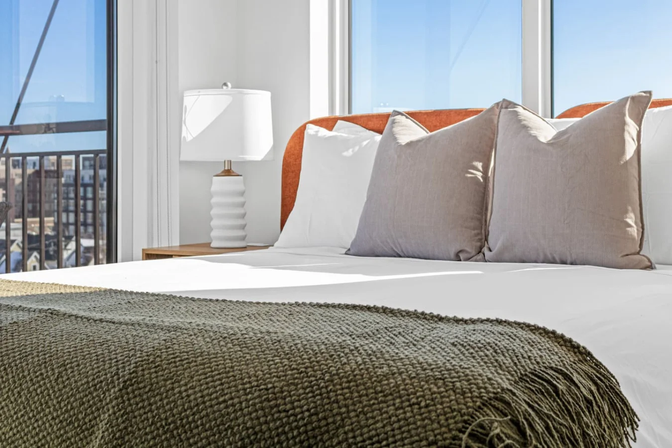 The bedroom offers a sanctuary of calm, where you can unwind and recharge in comfort and style.