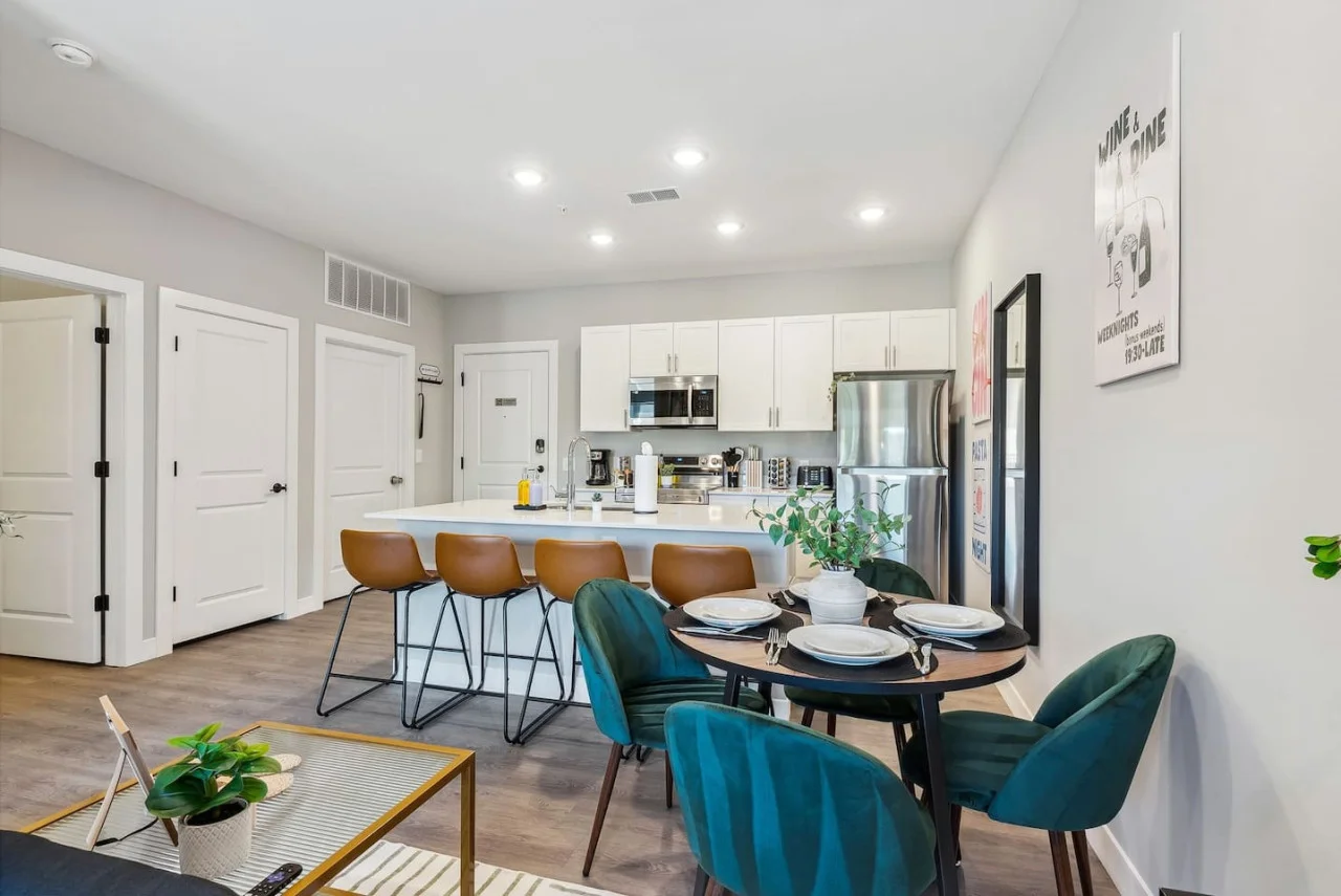 You are surrounded by tasteful decor and warm tones, making the dining room a perfect setting for any occasion.