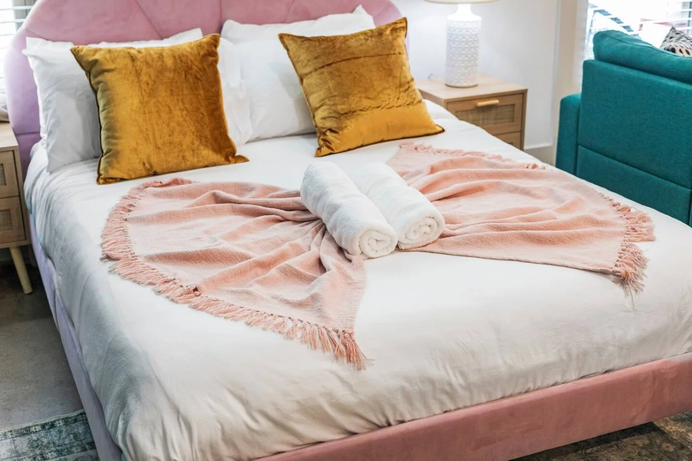 That blanket arrangement is so artfully folded you’ll feel like you’re disturbing a masterpiece when you climb into bed.