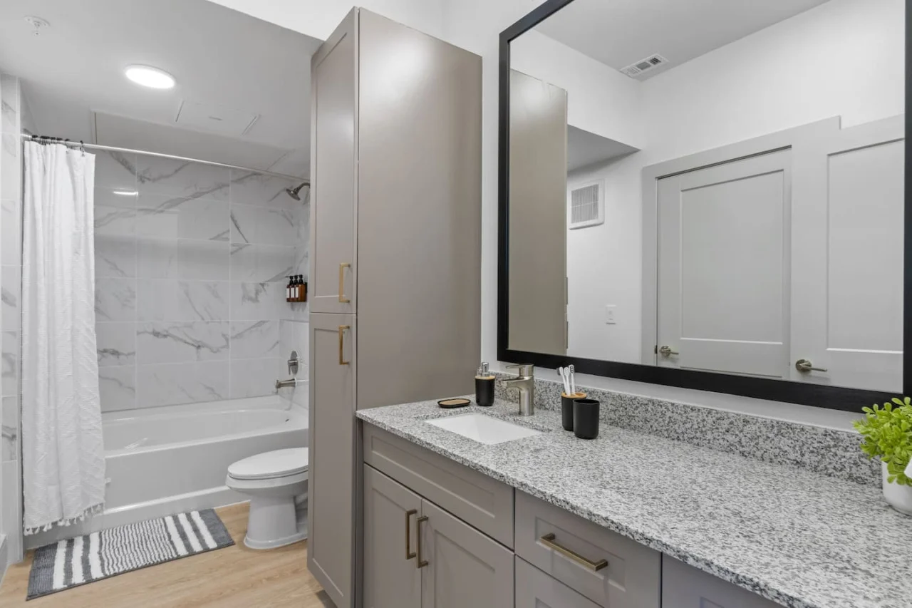 The bathroom is a private sanctuary, with a layout and features that make it the perfect place to rejuvenate.