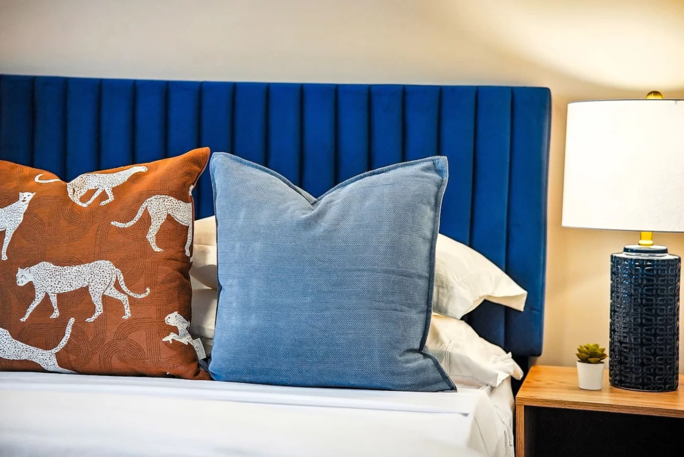 As you enter the bedroom, the sophisticated decor and plush bedding create a space where you can truly unwind.