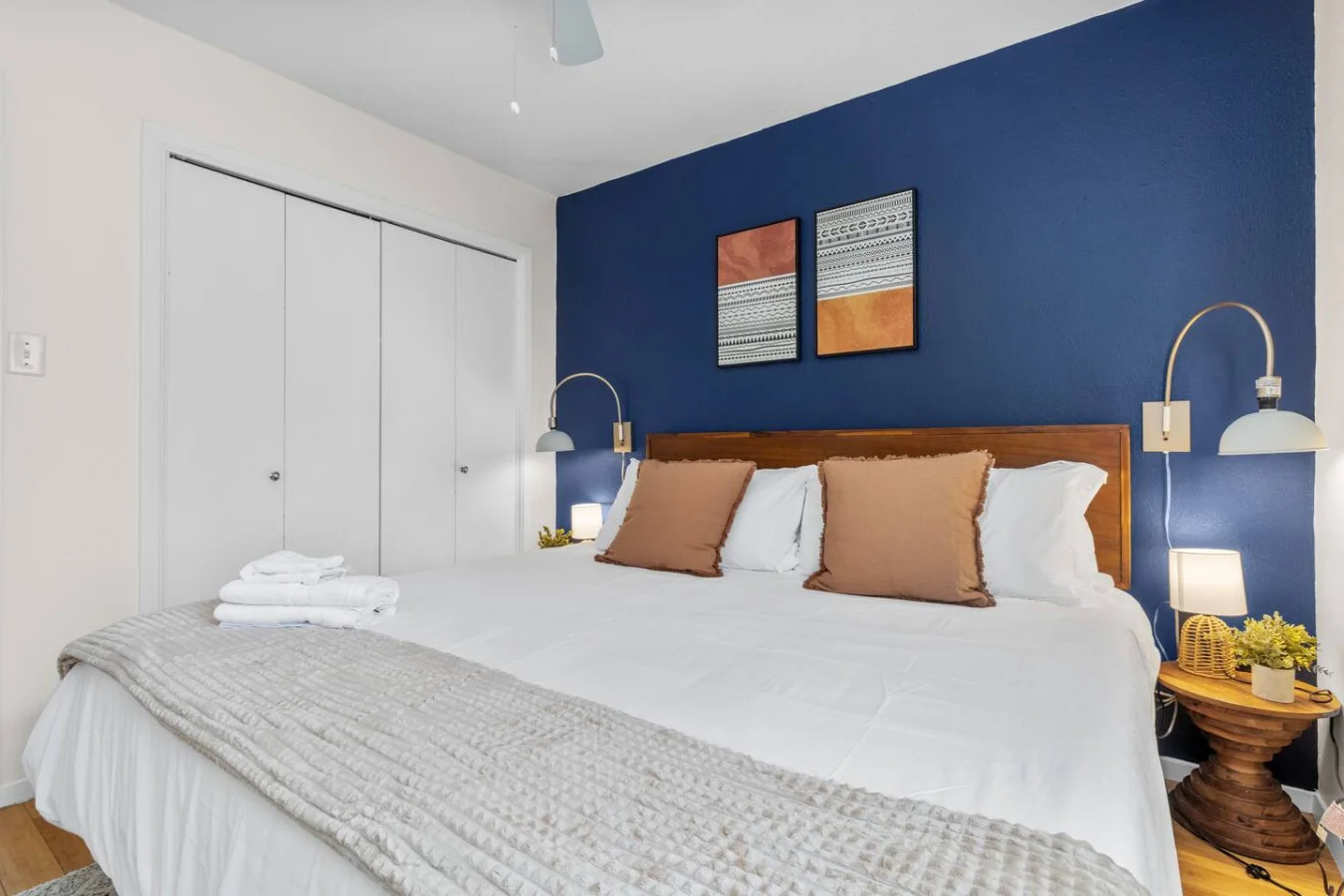 Spacious king bed with plush linens for deep rest