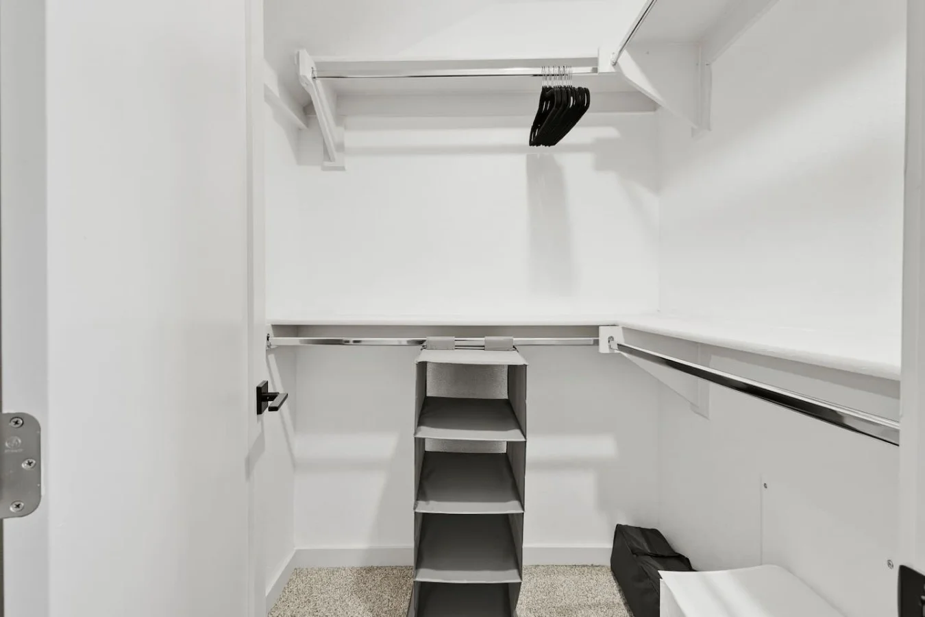 Walk-in Closet With Hanging Organizer and Hangers
