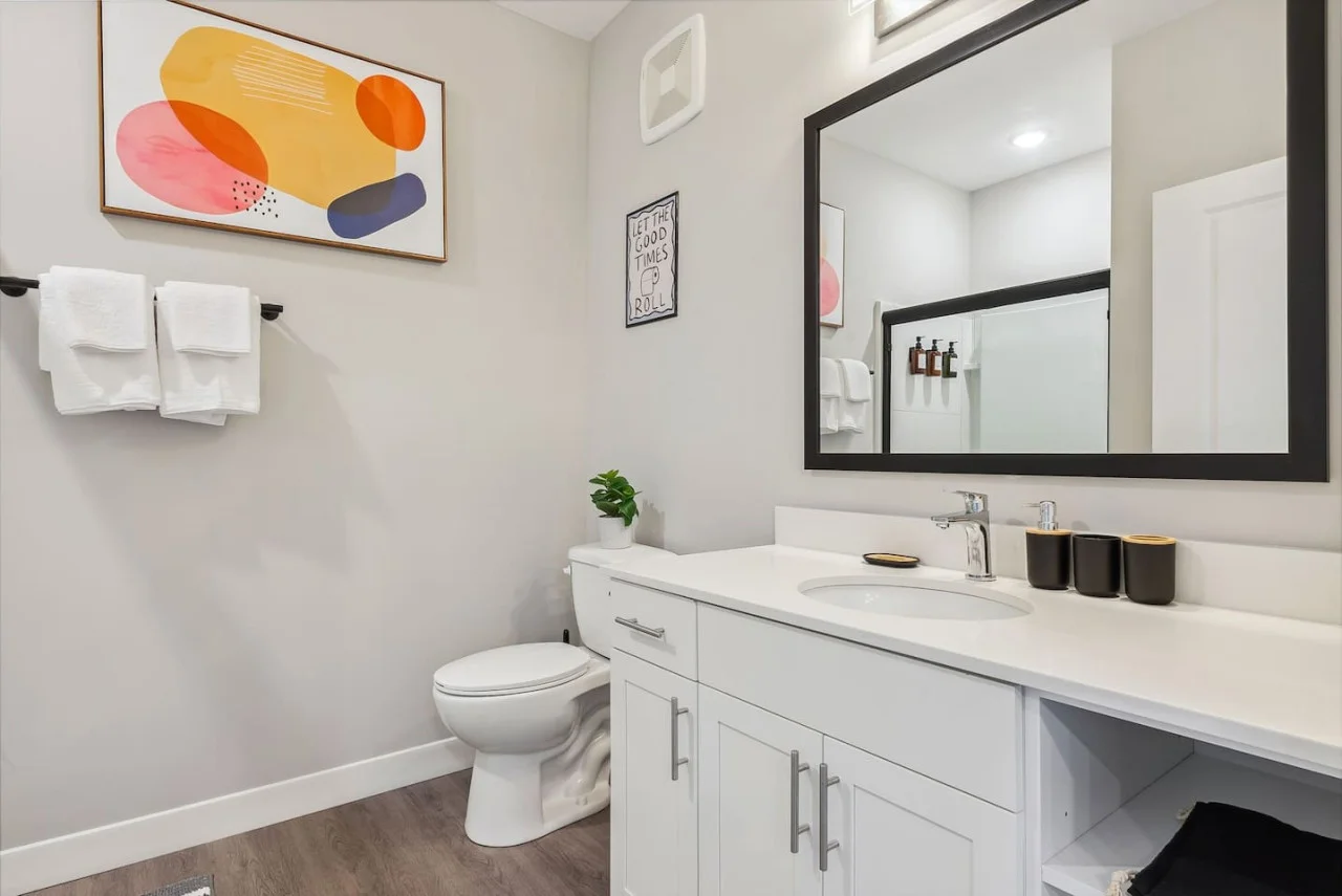 The bathroom is a private sanctuary, with a layout and features that make it the perfect place to rejuvenate.