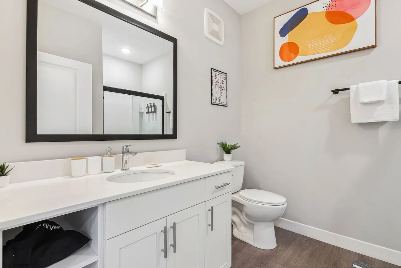 The bathroom is a private sanctuary, with a layout and features that make it the perfect place to rejuvenate.