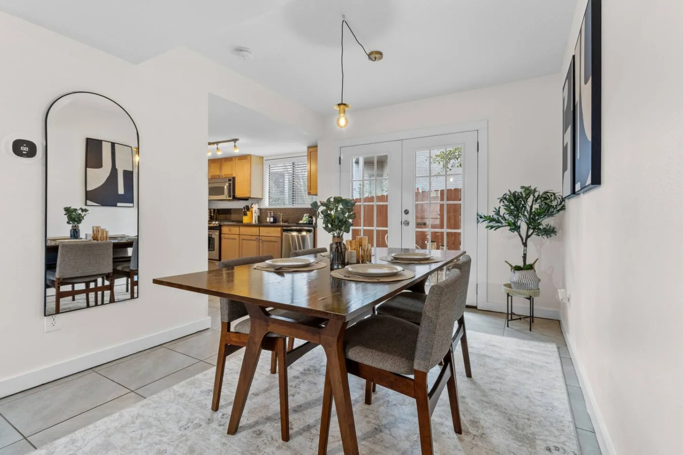 Open dining space with natural light and modern décor