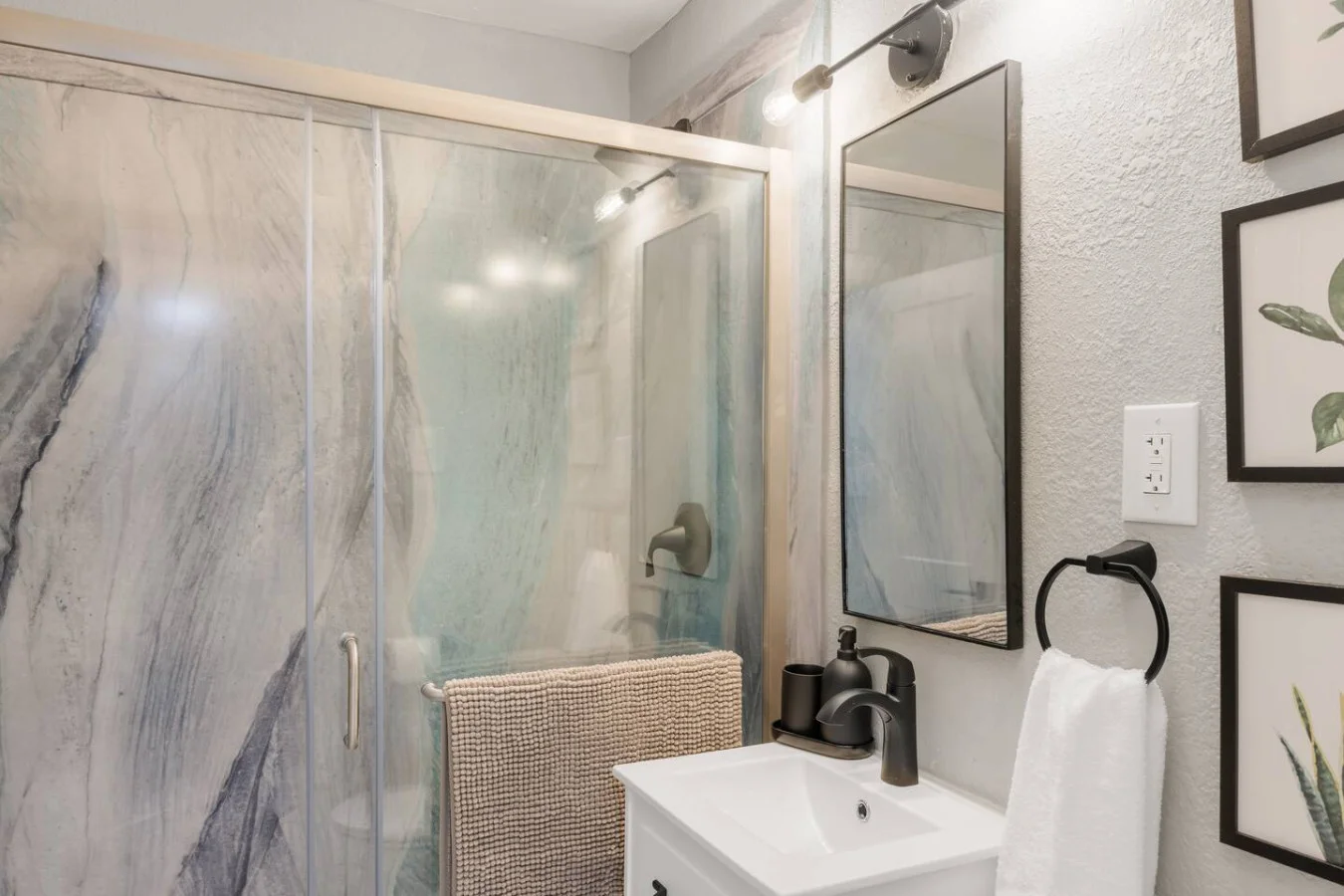 You feel a sense of calm as you enter the bathroom