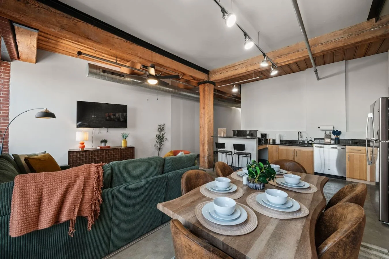 High ceilings and open-concept space gives a true loft vibe.