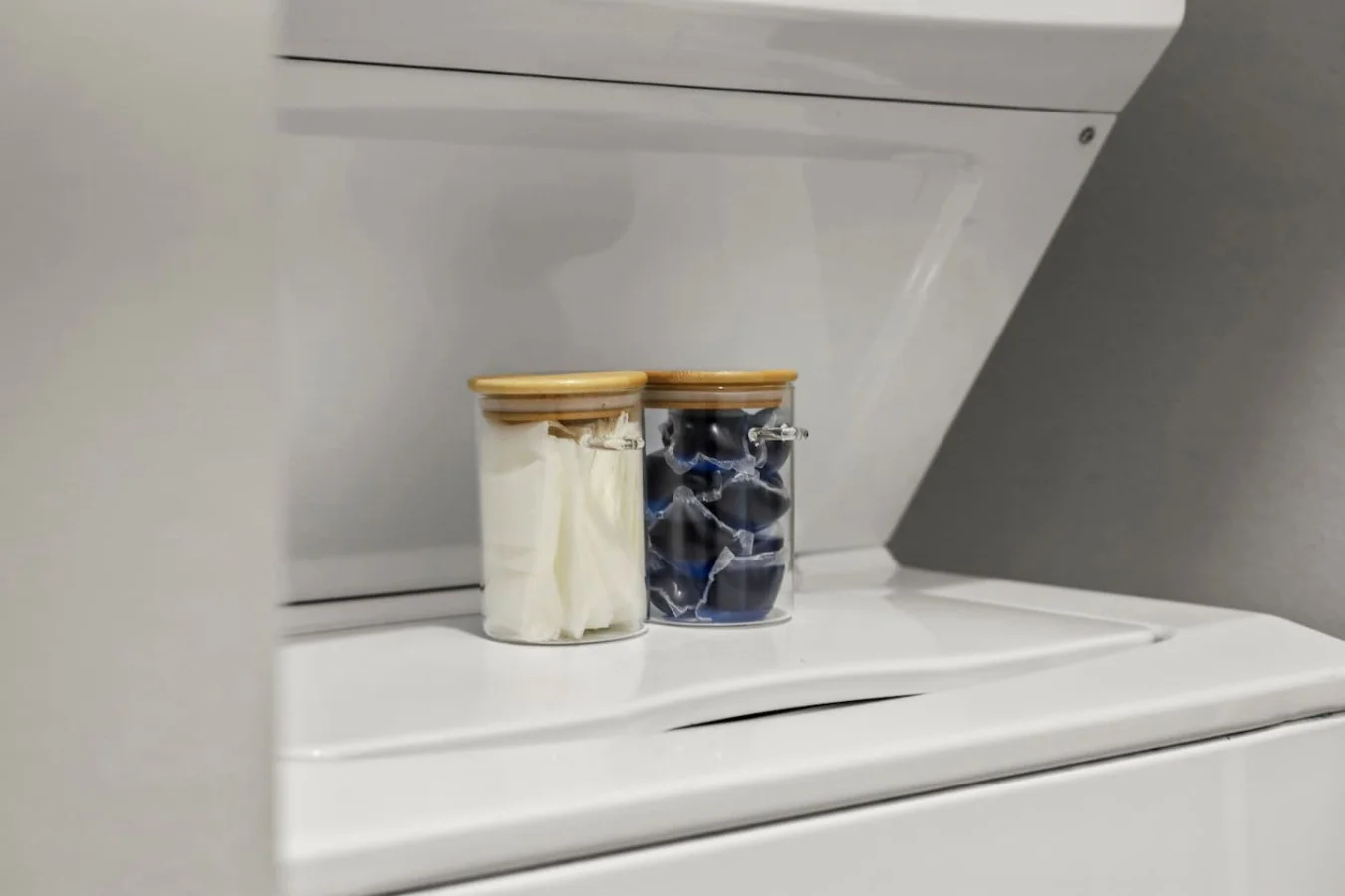 Convenient laundry room with washer, dryer, and all necessary supplies, making it easy to take care of your laundry needs.