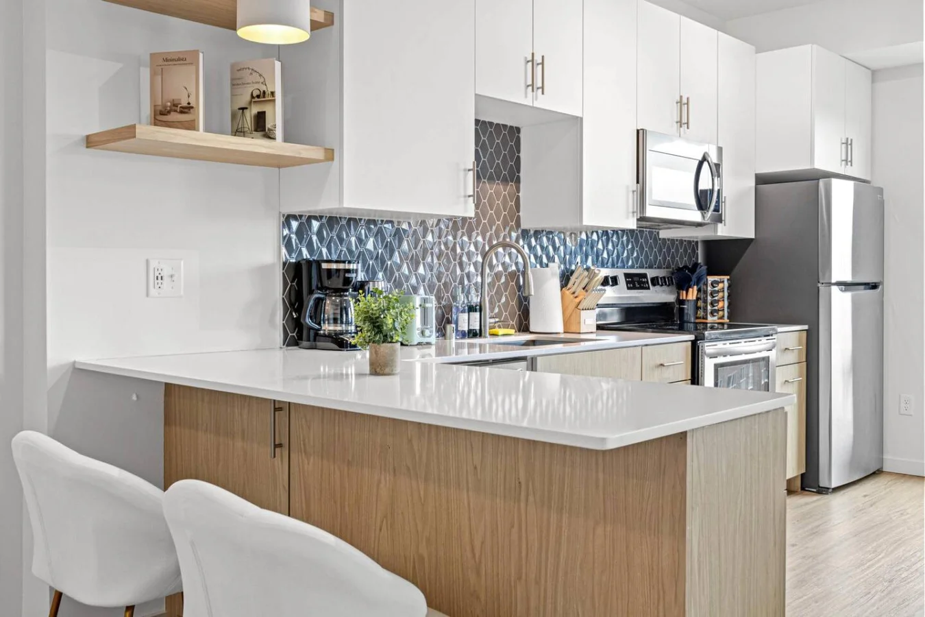As you step into the kitchen, the clean lines and functional design make you eager to start cooking your favorite dishes.