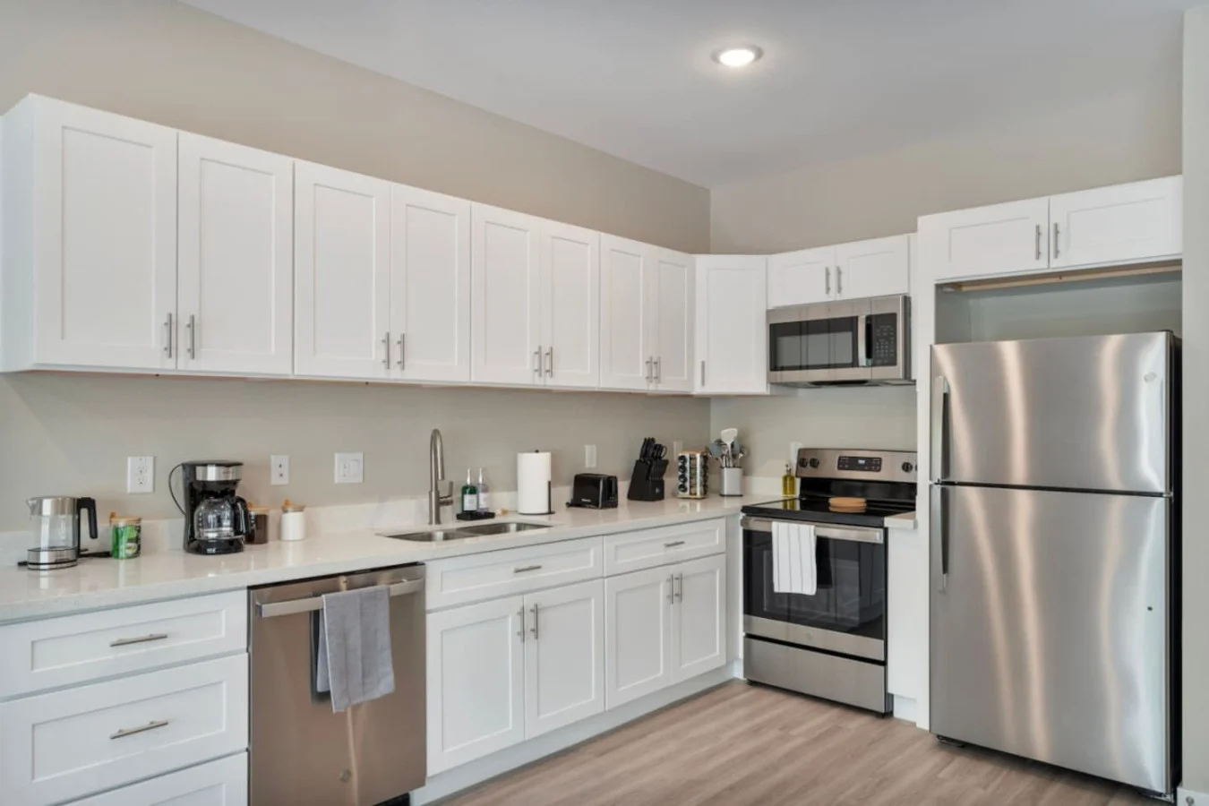 As you step into the kitchen, the clean lines and functional design make you eager to start cooking your favorite dishes.