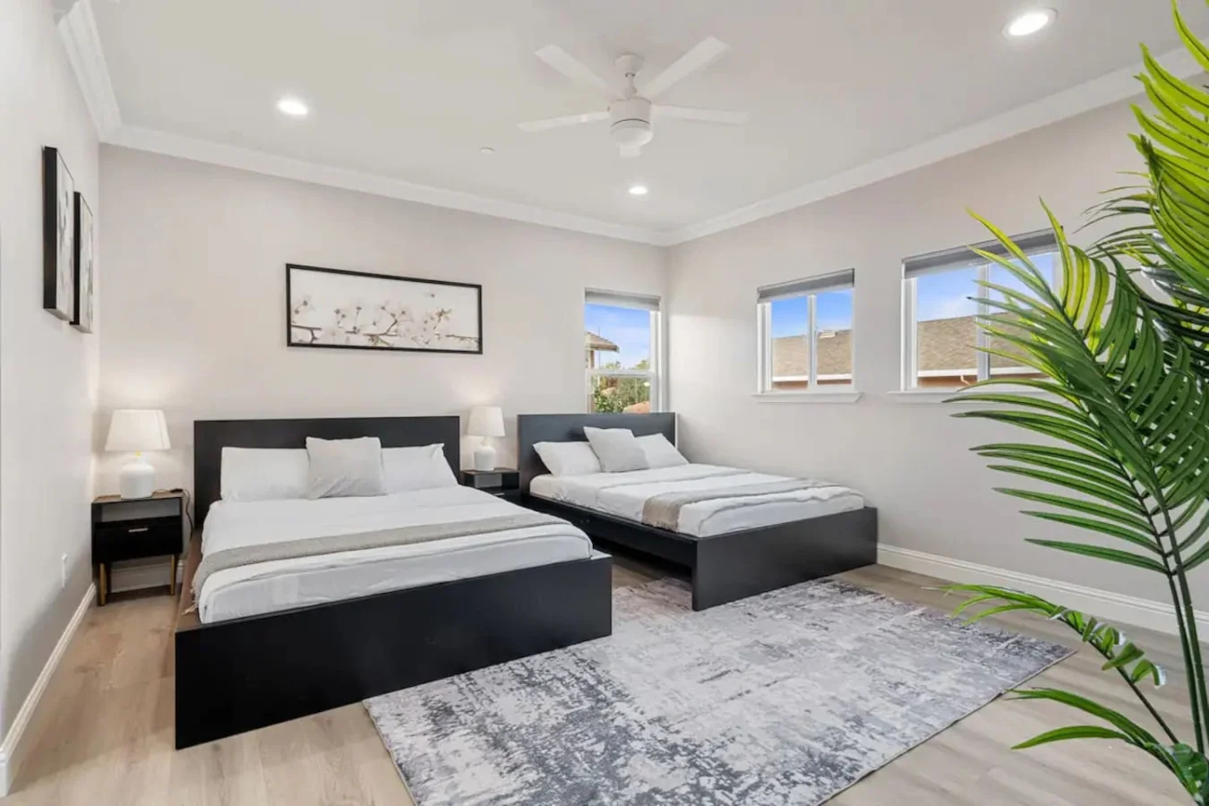 Spacious bedroom with stylish decor, perfect for unwinding after a day of exploring the local area.