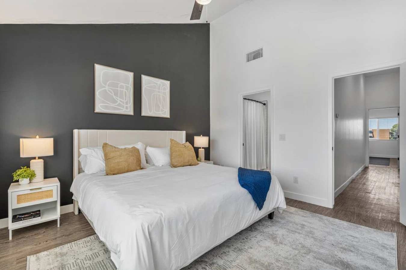 As you enter the king bedroom, the sophisticated decor and plush bedding create a space where you can truly unwind.