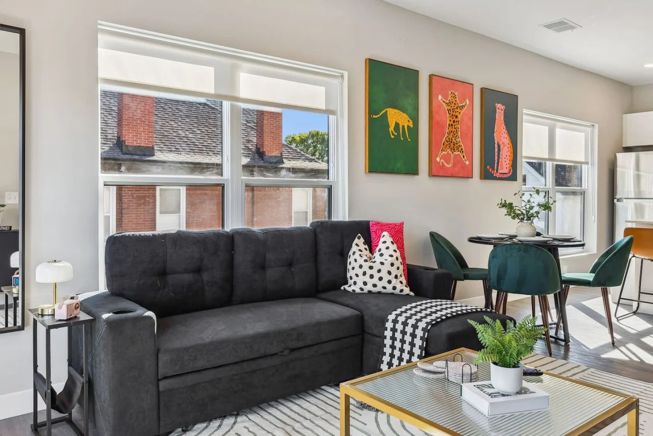 As you take a seat in the living room, the comfortable furniture and tasteful design make it easy to unwind.