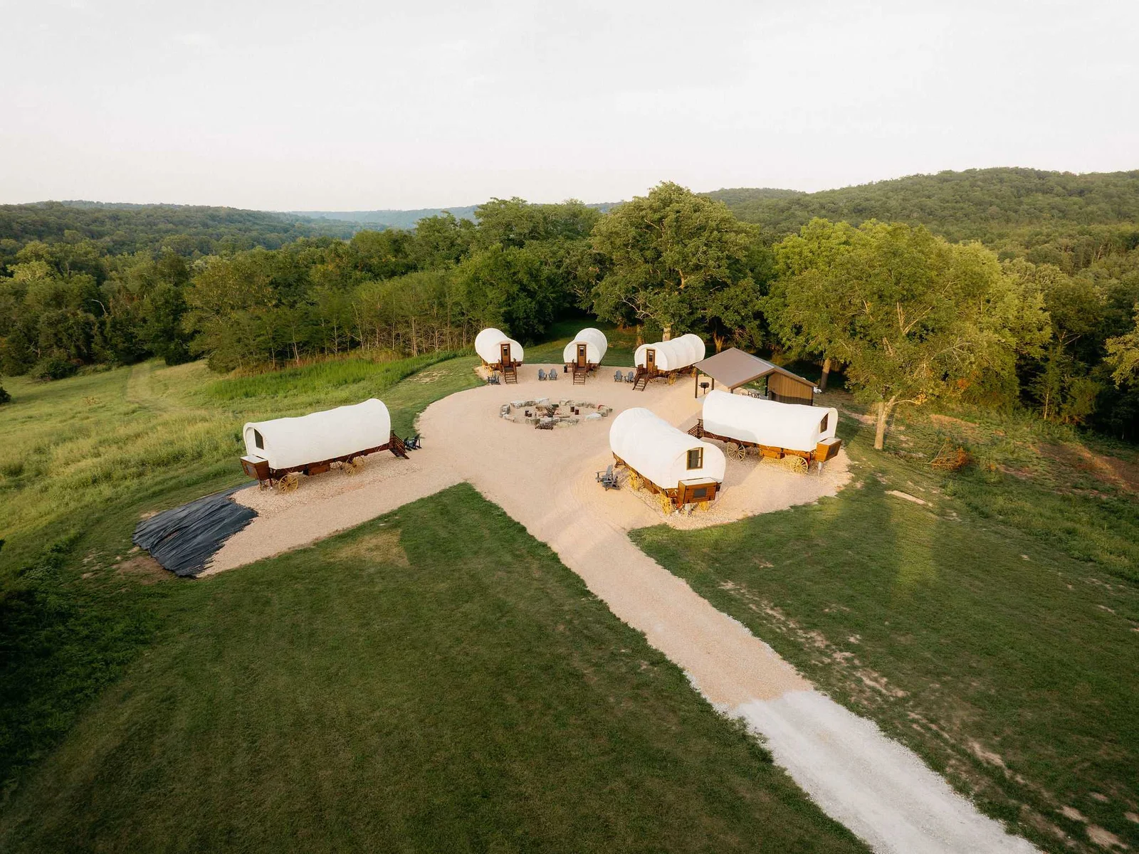 Ariel view of Conestoga Wagons