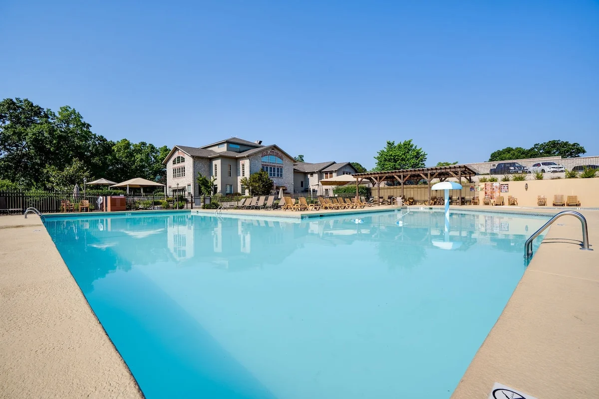 Resort-style swimming pool.