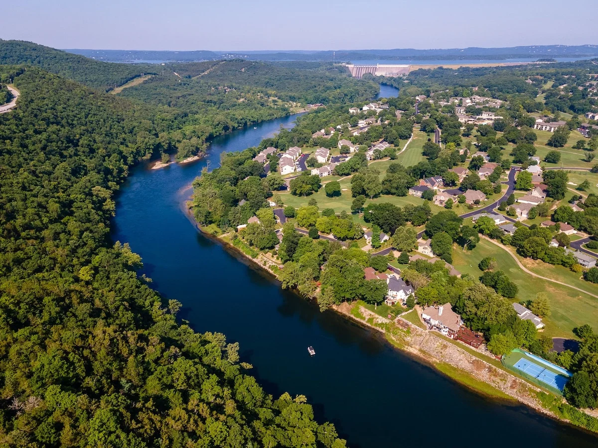View of the Lake Taneycomo/White River from Pointe Royale Resort.