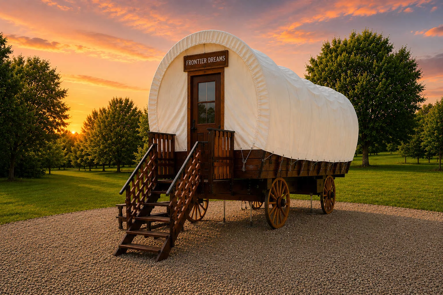 Glamping Wagon with Lake access + Golf carts