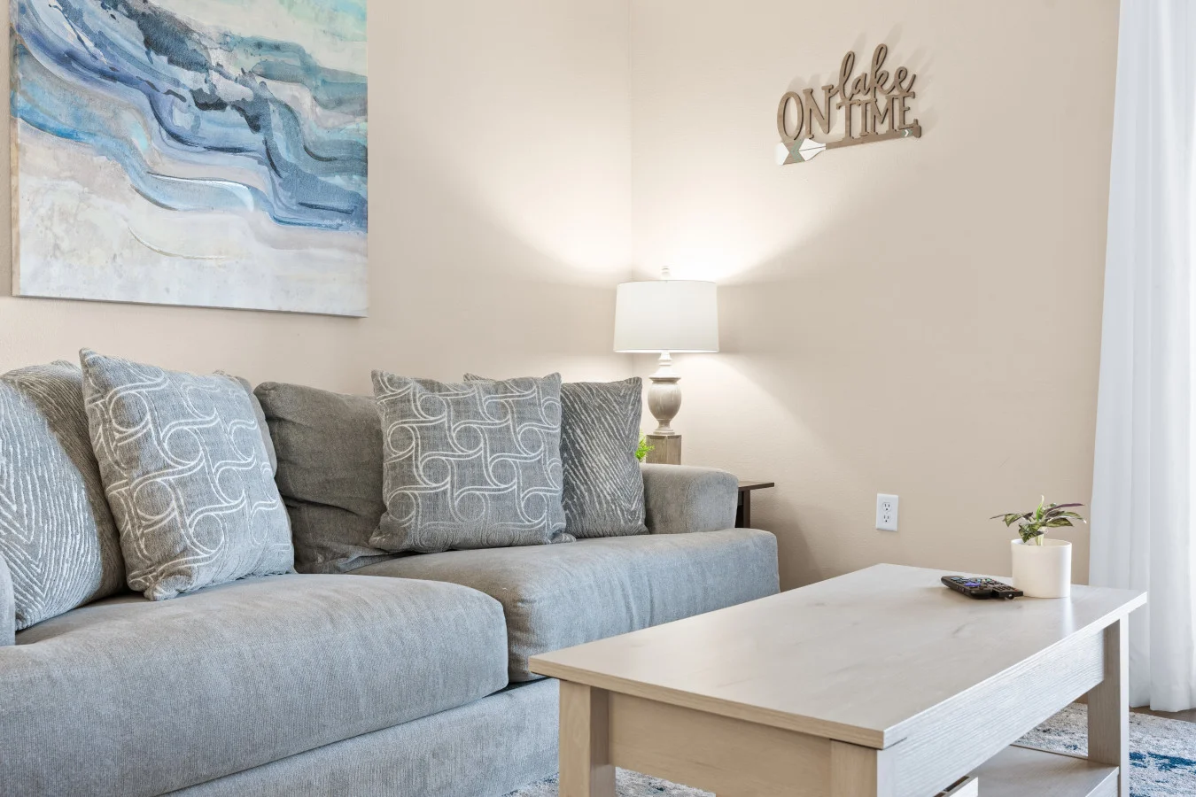 Plush seating and a bright, airy layout make this space perfect for family downtime. Whether sharing coffee or relaxing after adventuring, you’ll love the tranquil, 'away-from-it-all' atmosphere of our quiet community.