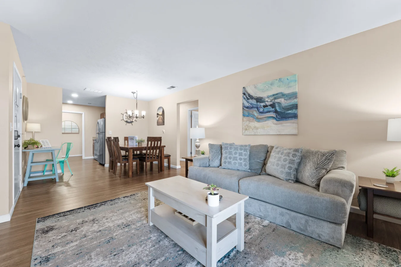 Plush seating and a bright, airy layout make this space perfect for family downtime. Whether sharing coffee or relaxing after adventuring, you’ll love the tranquil, 'away-from-it-all' atmosphere of our quiet community.