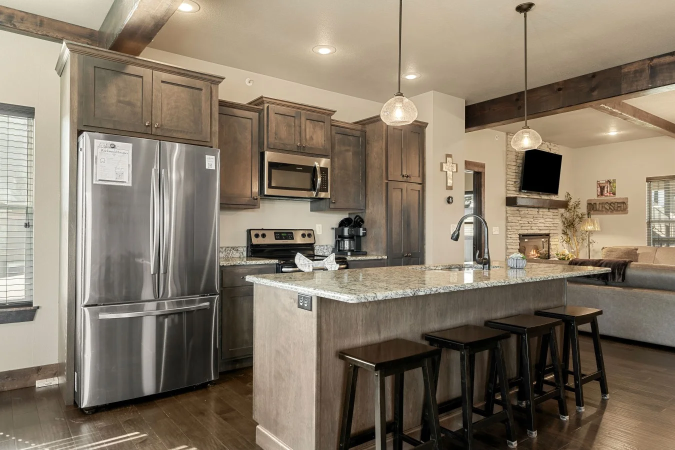 Fully stocked with enough dishes, glassware, and cookware for the entire group, so you can enjoy big family meals without ever running out of the essentials