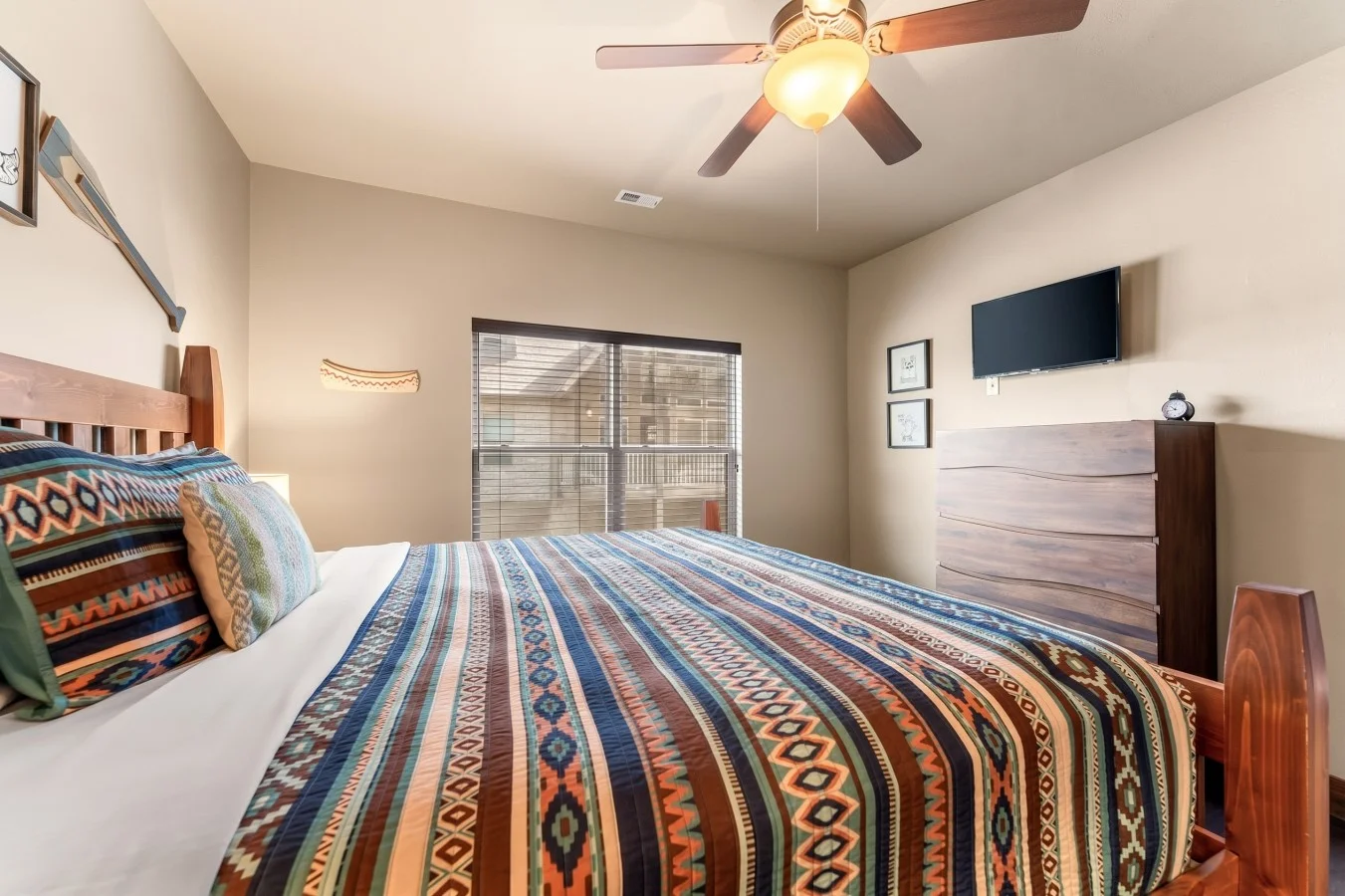 This expansive bedroom features a California King bed, designed to be the ultimate retreat after a full day of lake adventures