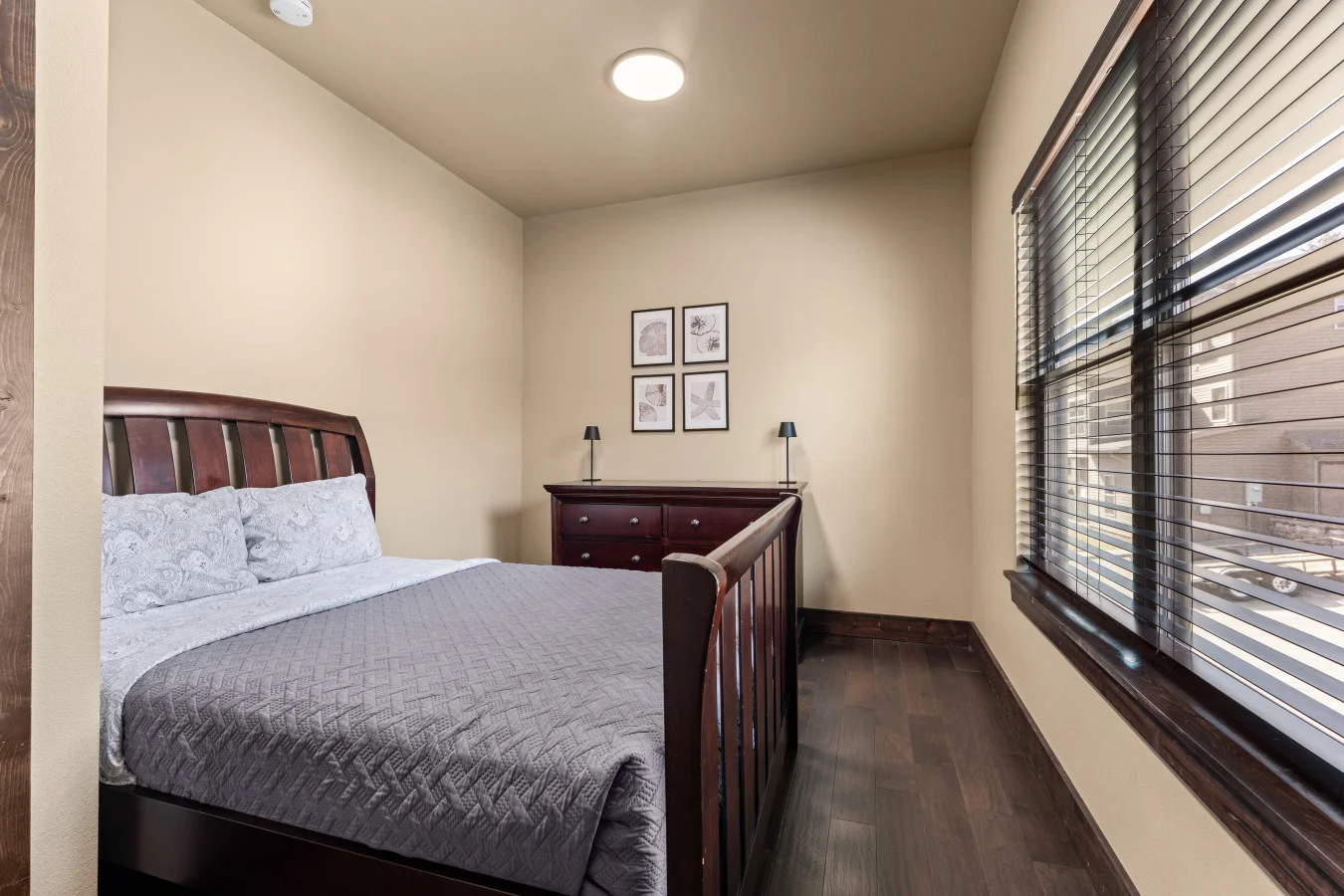 A quiet corner to recharge. This comfortable Full-sized bed offers a cozy retreat for solo travelers or the younger members of your group, tucked away for a peaceful night’s sleep