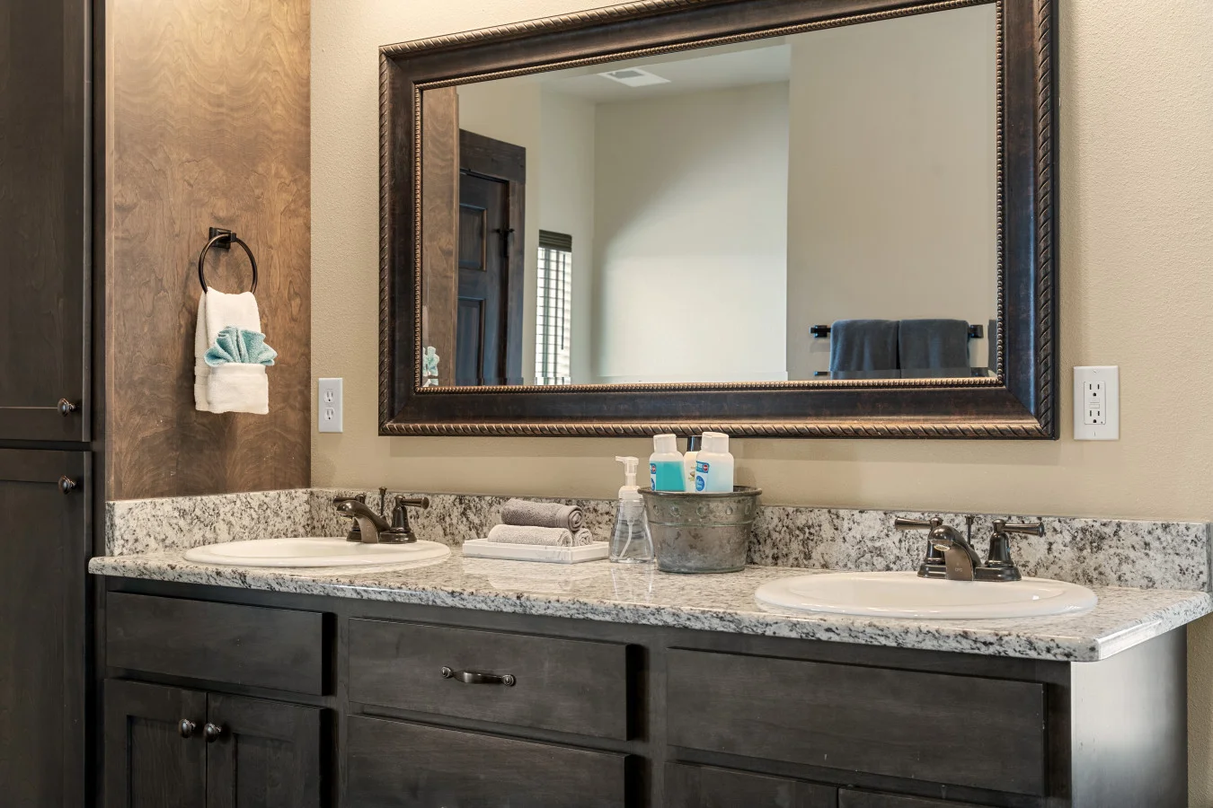 Your private lakeside spa. Unwind in the oversized jetted tub or enjoy a refresh in the walk-in shower. This massive bathroom also features a private water closet for added comfort and seclusion
