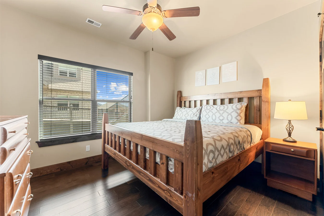Wake up refreshed in your King bed, where morning light meets a calm, modern design—the perfect starting point for your Branson adventures.