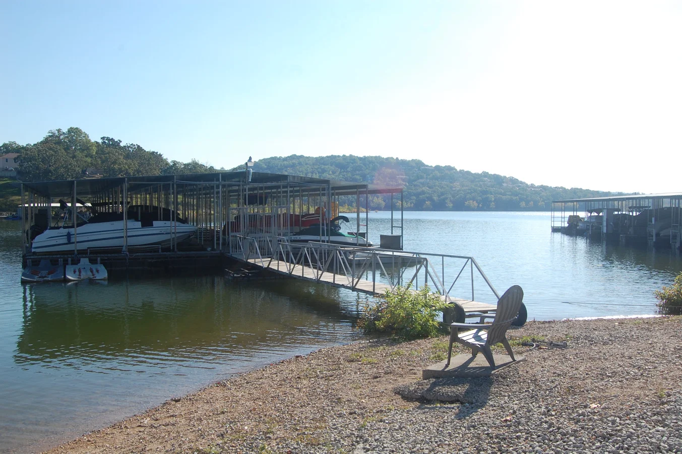 Maintained by Indian Point Marina, a dock with sturdy walkways, lake views, and plenty of space for fishing, relaxing, or loading your boat.