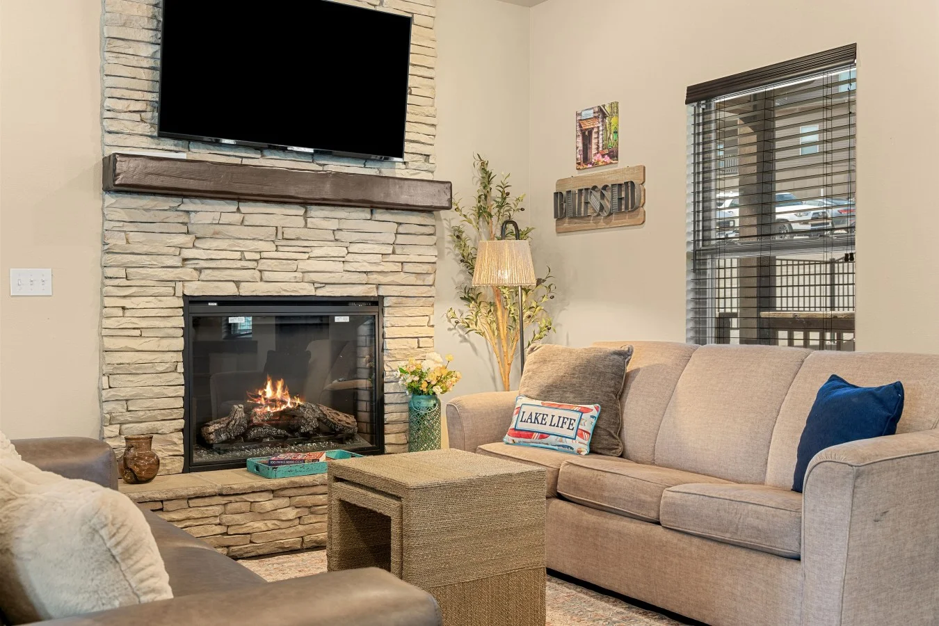 The heart of the home. Our expansive living area is designed for the whole group to gather, offering plenty of plush seating and an open layout that keeps everyone connected
