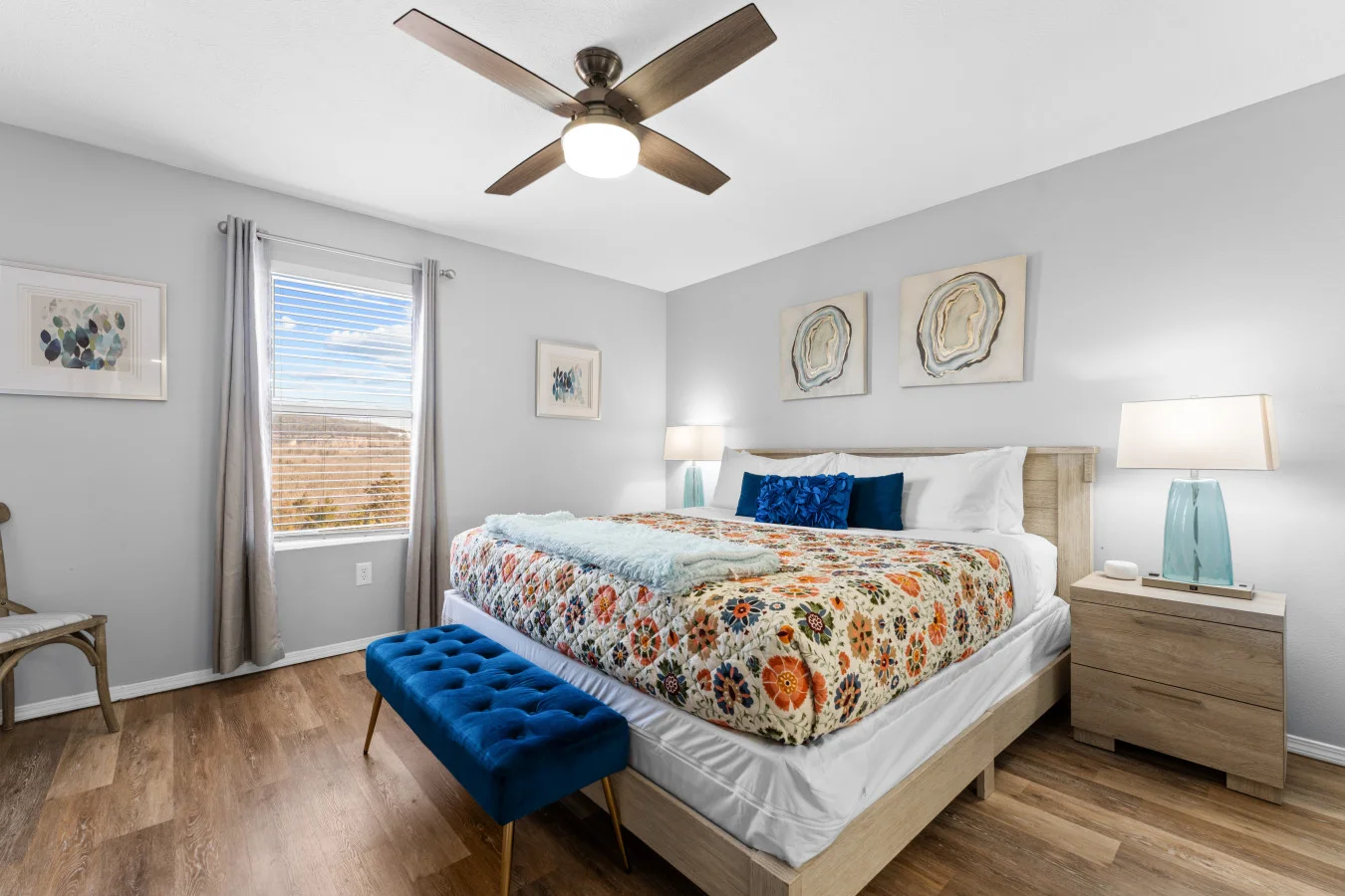Rest and rejuvenation in every corner. 🕊️ Enjoy the peace of our primary bedroom, complete with a private en-suite. Clean, modern, and tucked away from the main living areas for maximum tranquility